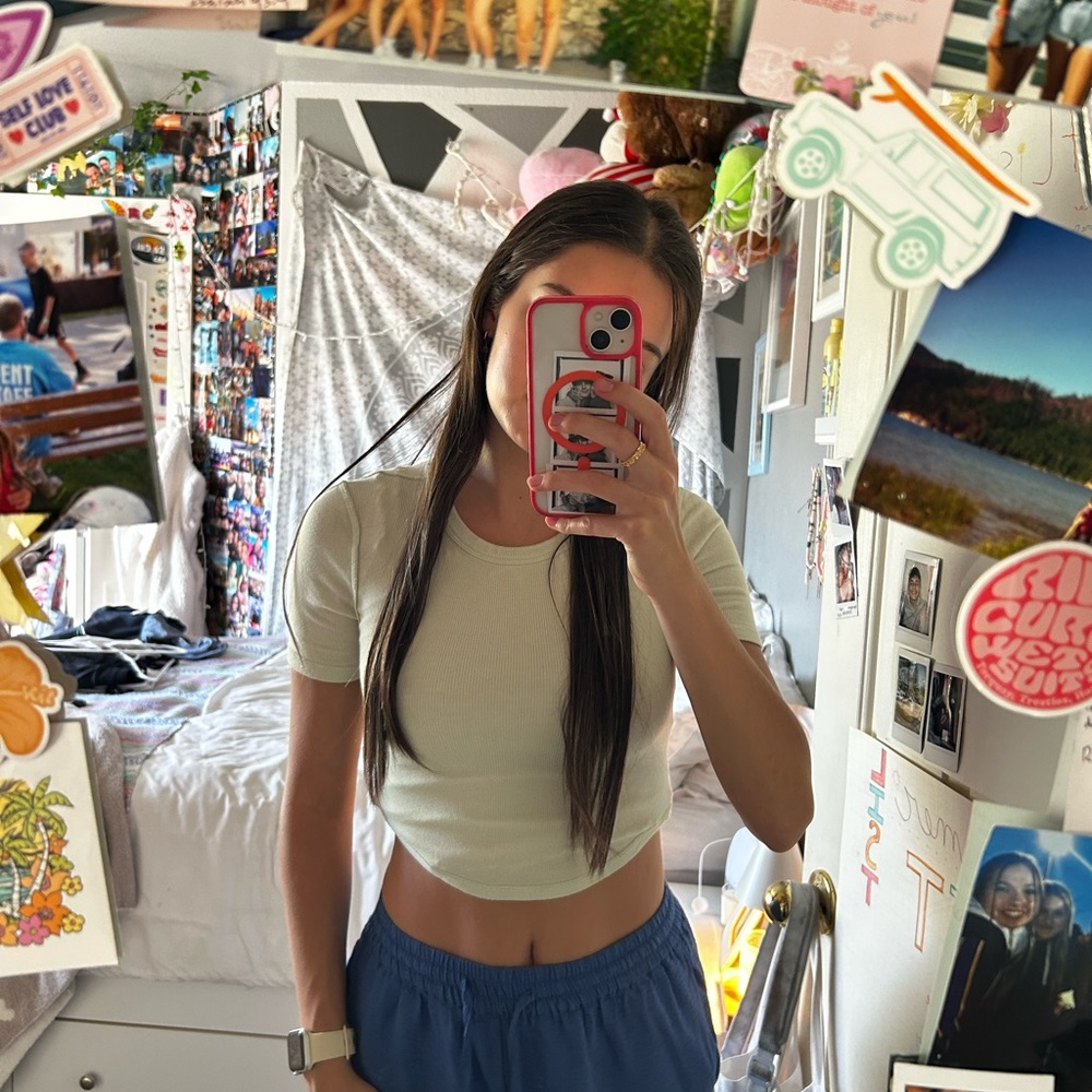 Lululemon pastel green soft crop top